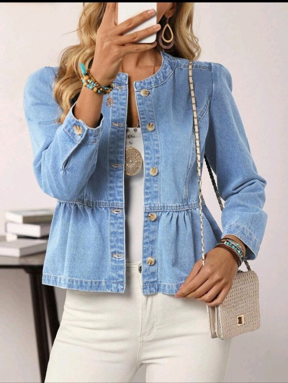 BRAND NEW ** Light Blue Denim Peplum Jacket - Women